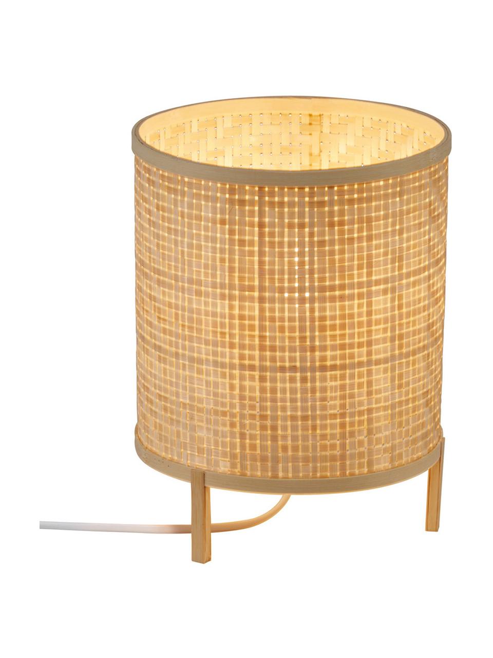 Lámpara de mesa pequeña de bambú Trinidad, Pantalla: tejido de bambú, Base de la lámpara: bambú, Cable: plástico, Marrón, Ø 19 x Al 25 cm
