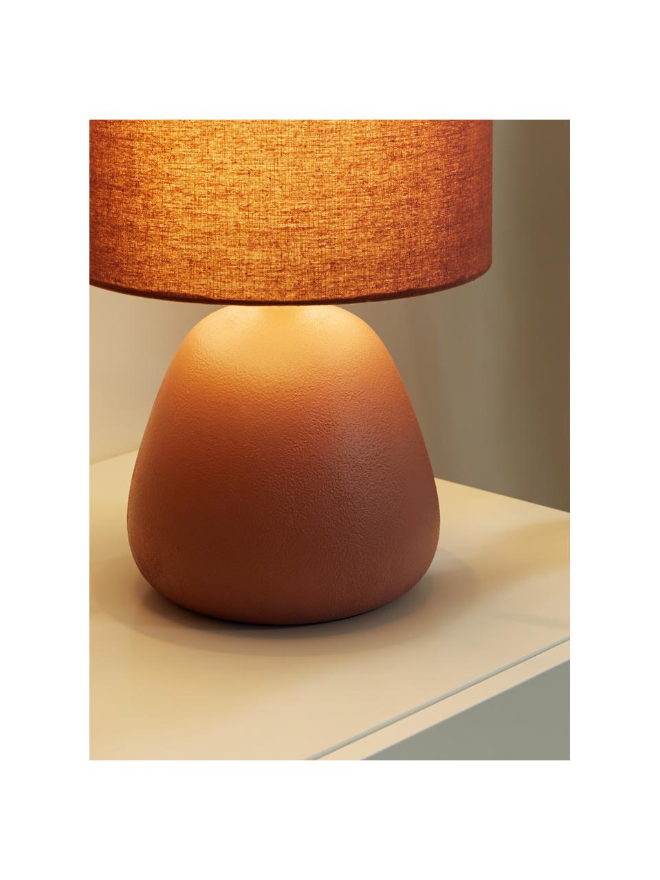 Lampada da tavolo in ceramica Eileen, Paralume: lino (100 % poliestere), Base della lampada: ceramica, Terracotta opaco, Ø 26 x Alt. 35 cm
