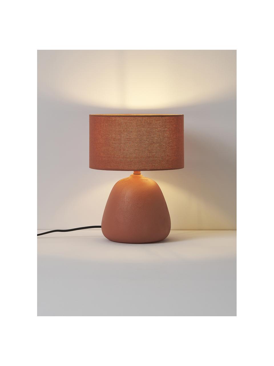 Keramische tafellamp Eileen, Lampenkap: linnen (100% polyester), Lampvoet: keramiek, Terracotta, mat, Ø 26 x H 35 cm