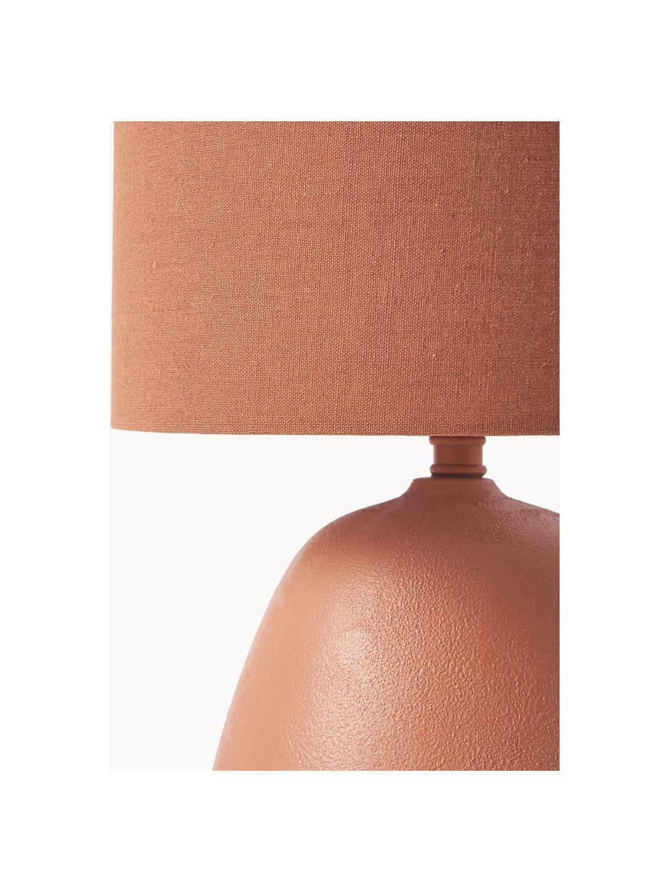 Lámpara de mesa de cerámica Eileen, Pantalla: lino (100% poliéster), Cable: cubierto en tela, Terracota mate, Ø 26 x Al 35 cm