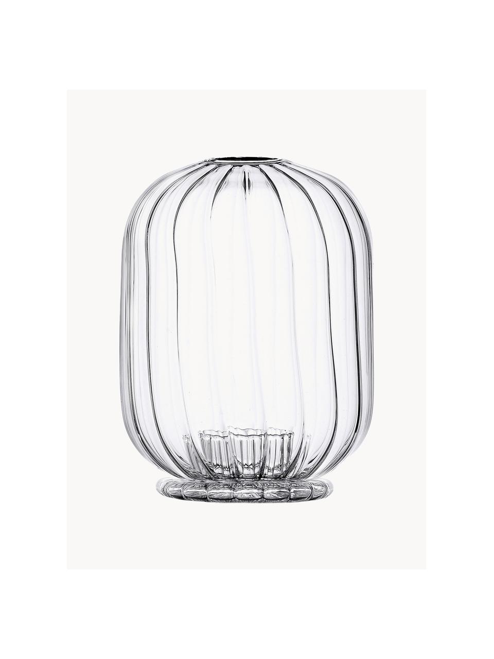 Handgemaakte windlicht Cha No Yu, Borosilicaatglas, Transparant, Ø 12 x H 16 cm