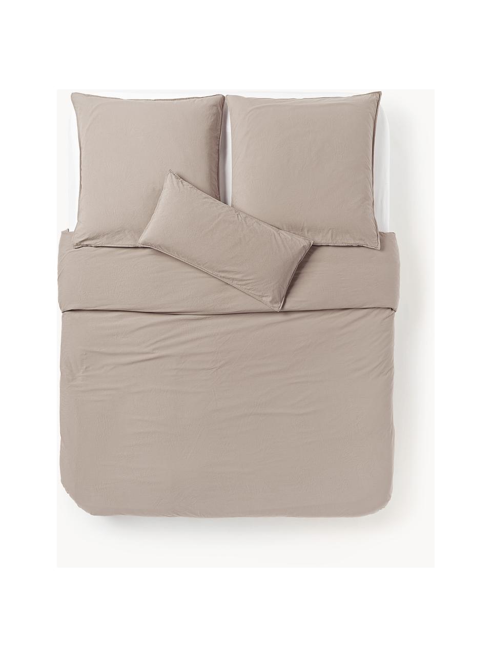 Housse de couette en percale de coton Debbie, Taupe, larg. 200 x long. 200 cm