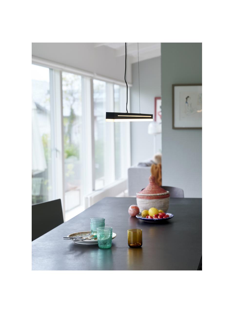 Grote LED hanglamp Skylar in zwart, Lampenkap: gecoat aluminium, Diffuser: kunststof, Baldakijn: gecoat aluminium, Zwart, 115 x 4 cm