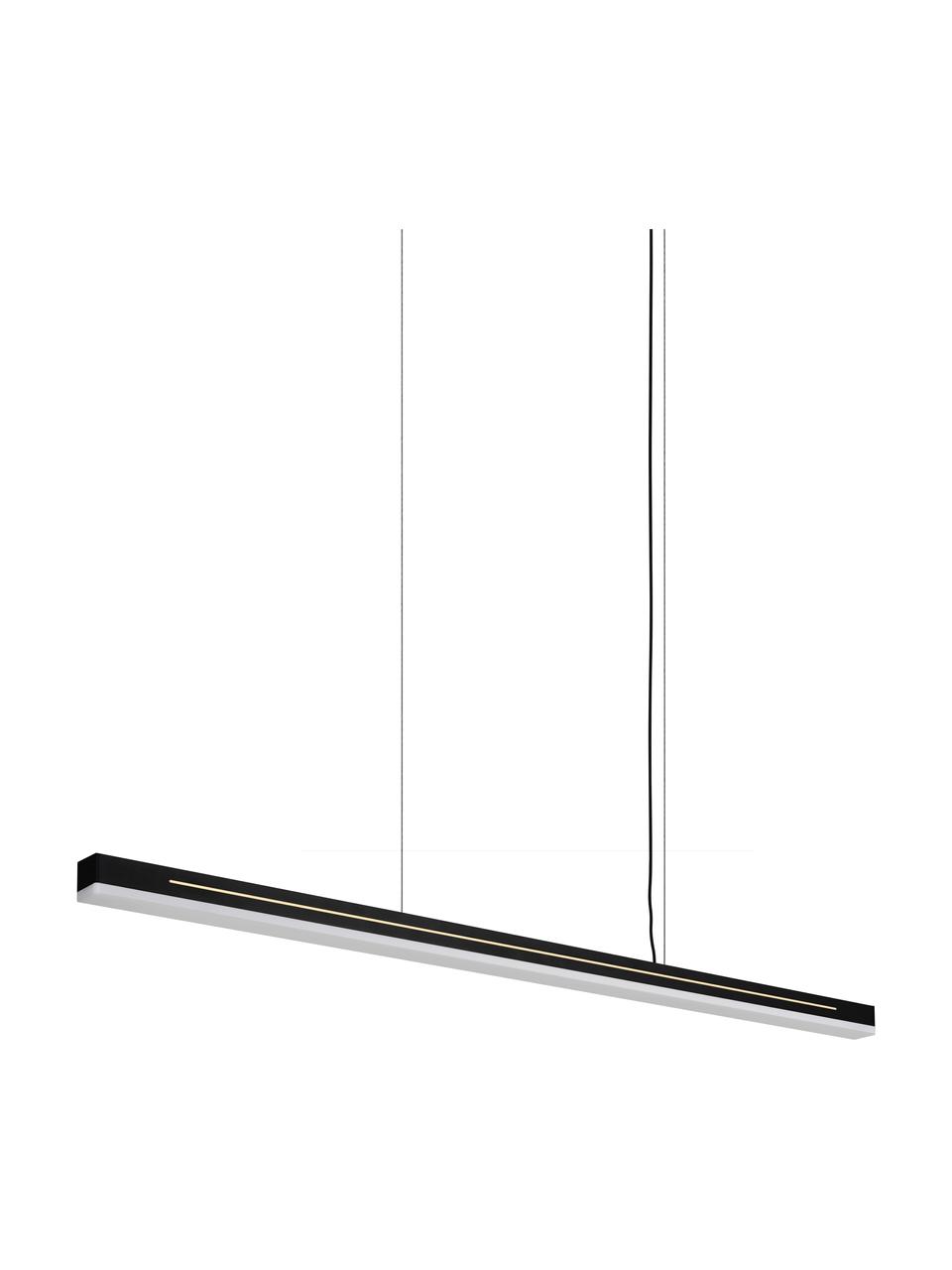 Grote LED hanglamp Skylar in zwart, Lampenkap: gecoat aluminium, Diffuser: kunststof, Baldakijn: gecoat aluminium, Zwart, 115 x 4 cm