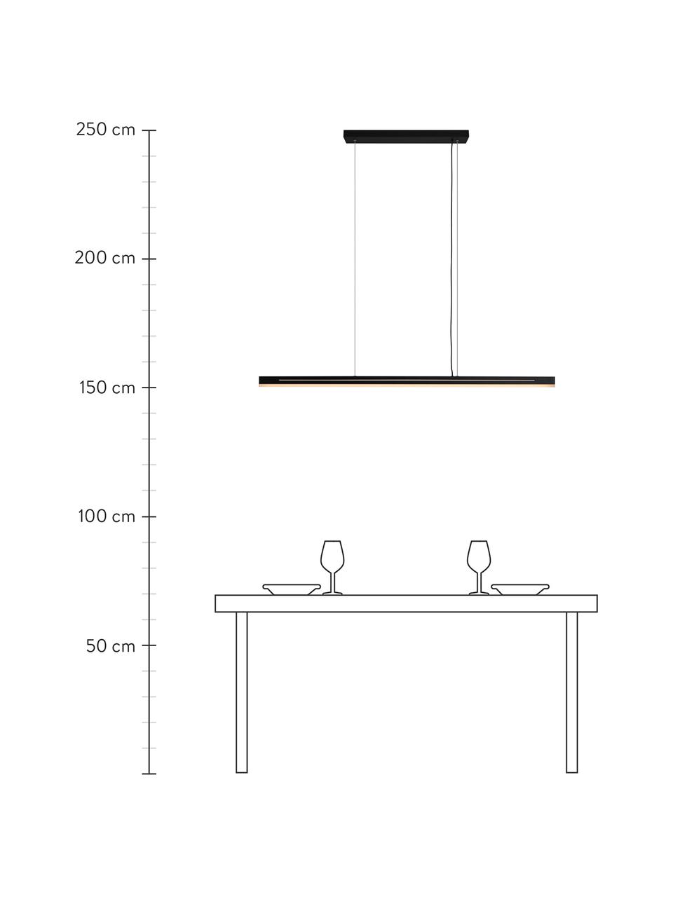 Grote LED hanglamp Skylar in zwart, Lampenkap: gecoat aluminium, Diffuser: kunststof, Baldakijn: gecoat aluminium, Zwart, 115 x 4 cm