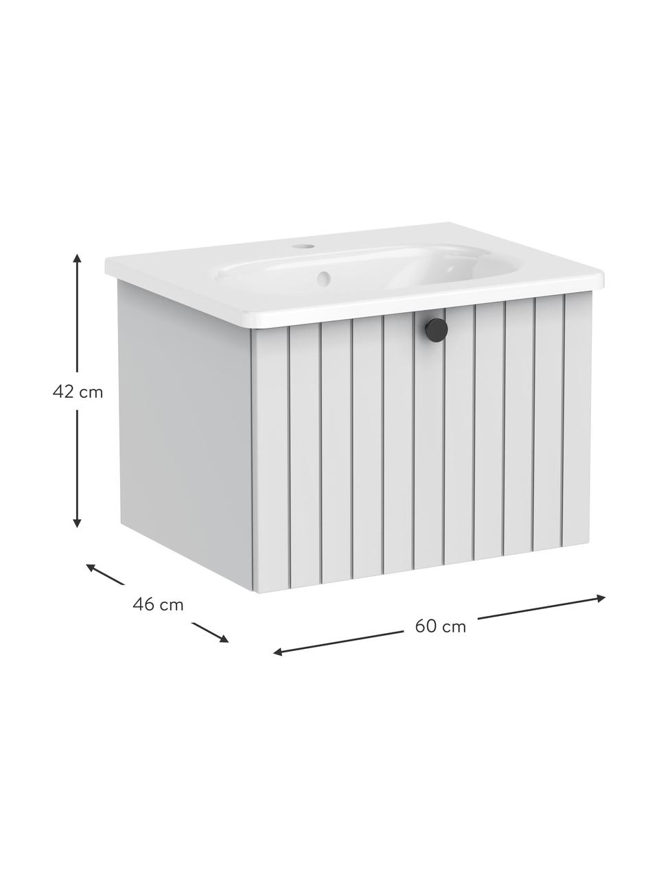 Mueble bajo lavabo Emil, 60 cm, Gris claro, An 60 x Al 42 cm