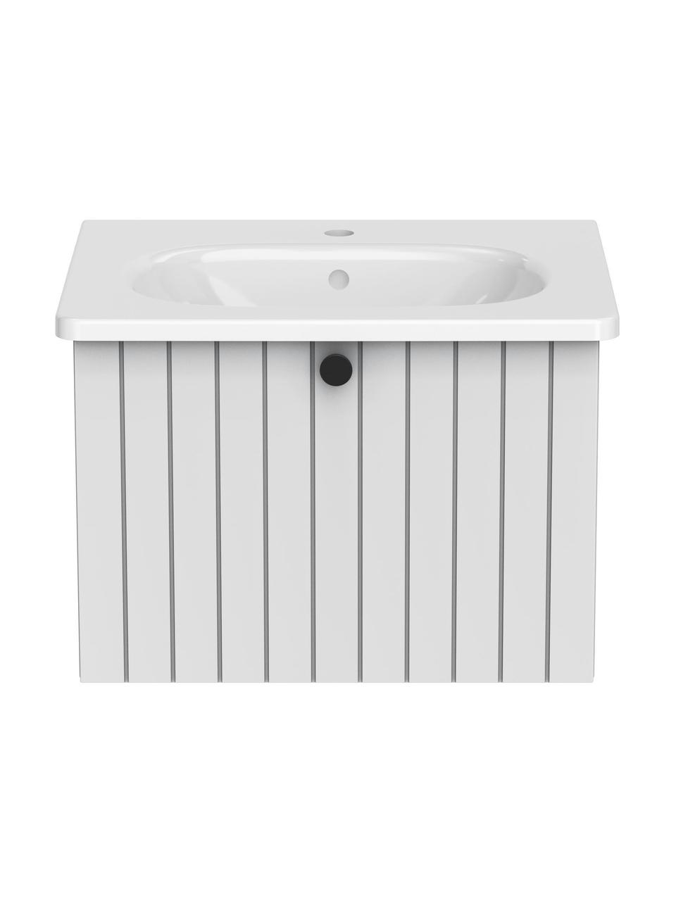 Lavabo con armadietto Emil, larg. 60 cm, Maniglie: alluminio rivestito, Grigio chiaro, Larg. 60 x Alt. 42 cm