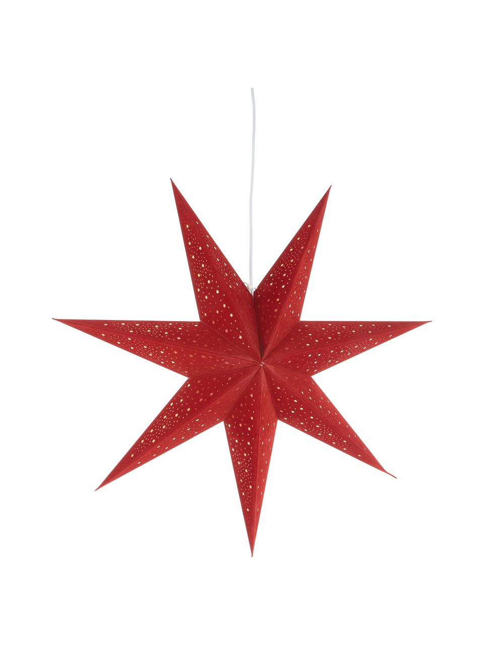 Estrella navideña de terciopelo Orby, Papel, terciopelo, Rojo, Ø 75 cm