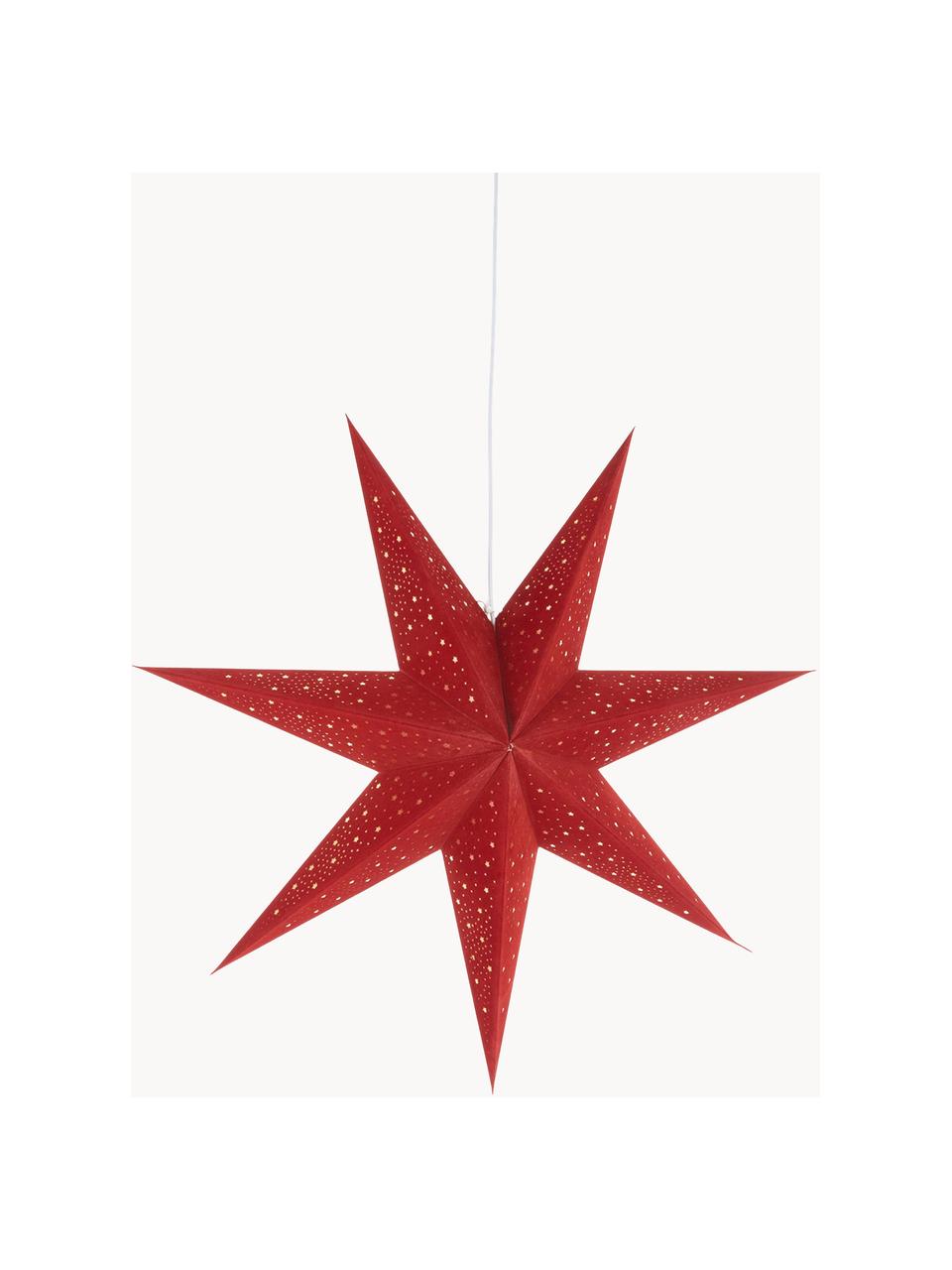 Estrella navideña de terciopelo Orby, Papel, terciopelo, Rojo, Ø 75 cm