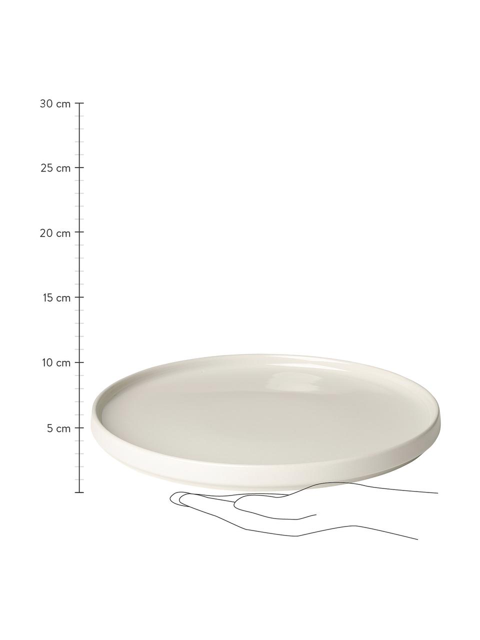 Assiette plate beige mat/brillant Pilar, 6 pièces, Céramique, Blanc crème, Ø 27 cm