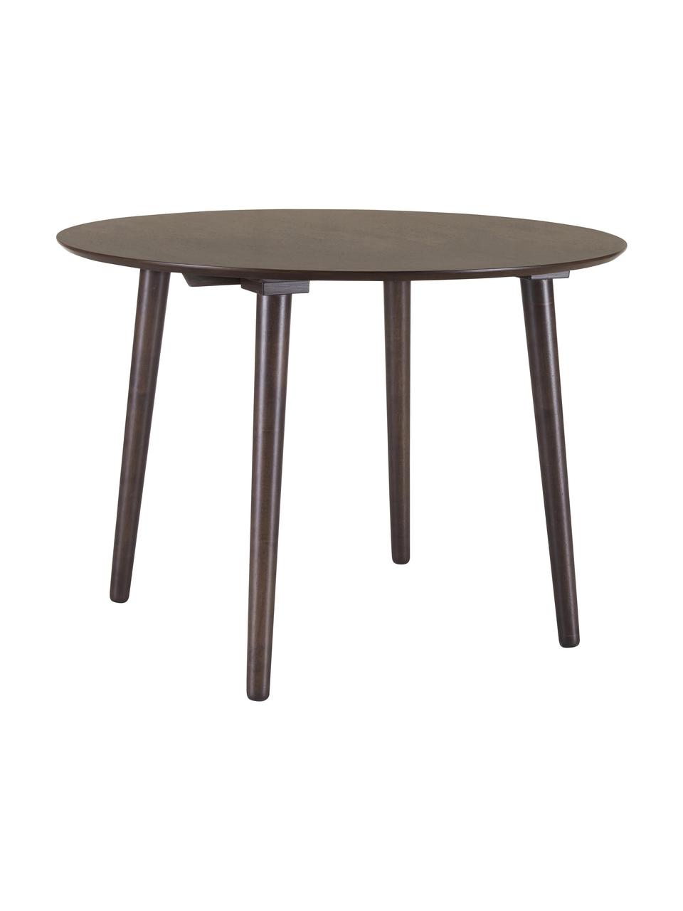 Ronde houten eettafel Jolina van rubberhout, Ø 106 cm, Tafelblad: MDF, Poten: massief rubberhout, Rubberhout, bruin, Ø 106 cm x H 76 cm