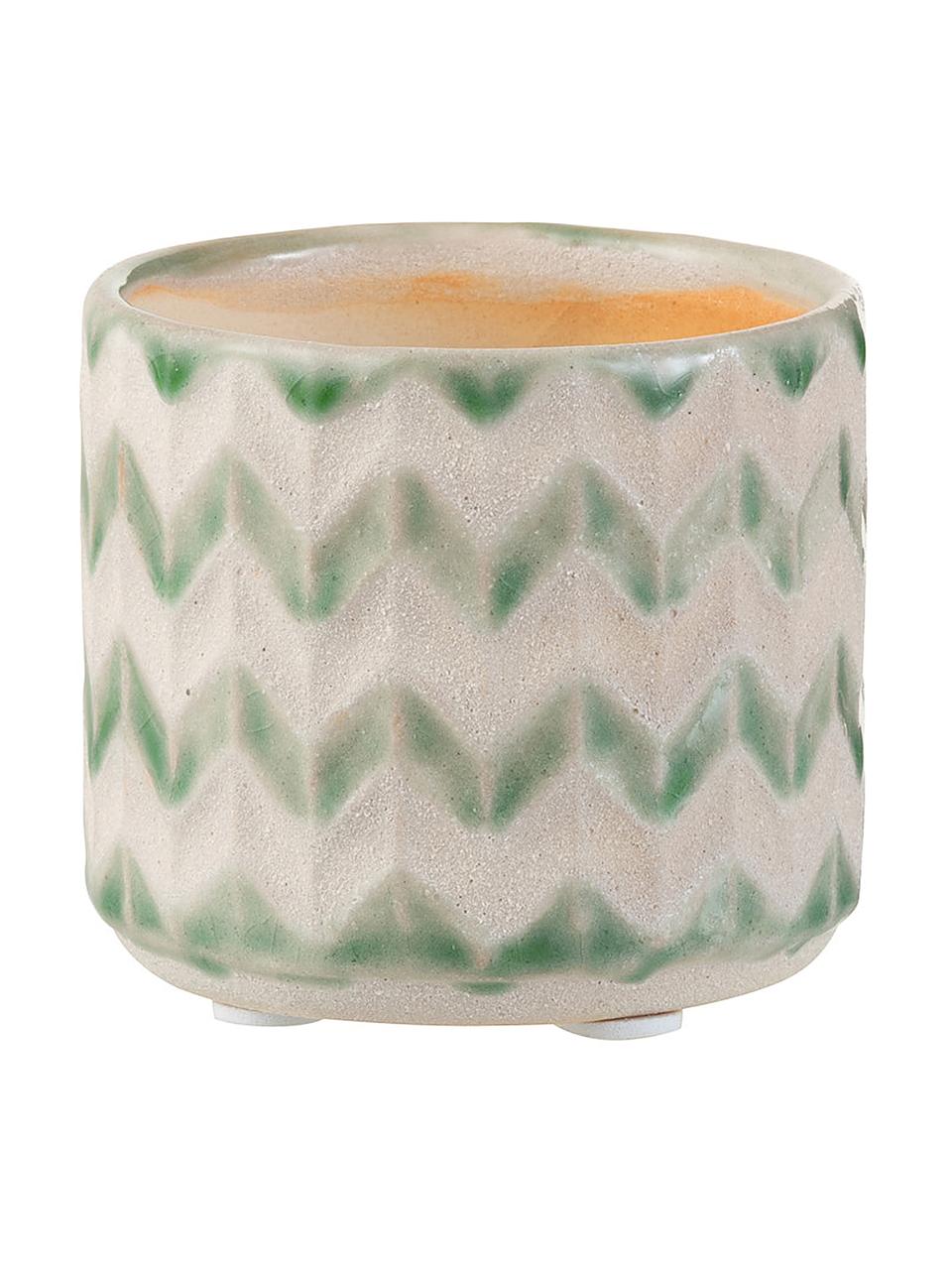 Petit pot de fleurs Zigzag, Vert, beige clair