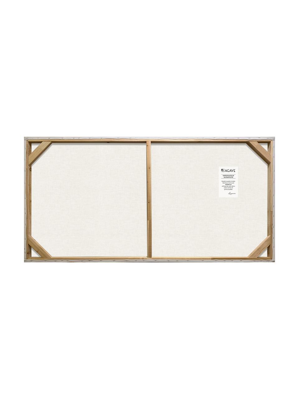 Handbeschilderde canvasdoek Interferenza di Colori, Lichtblauw, lichtroze, beige, B 140 x H 70 cm