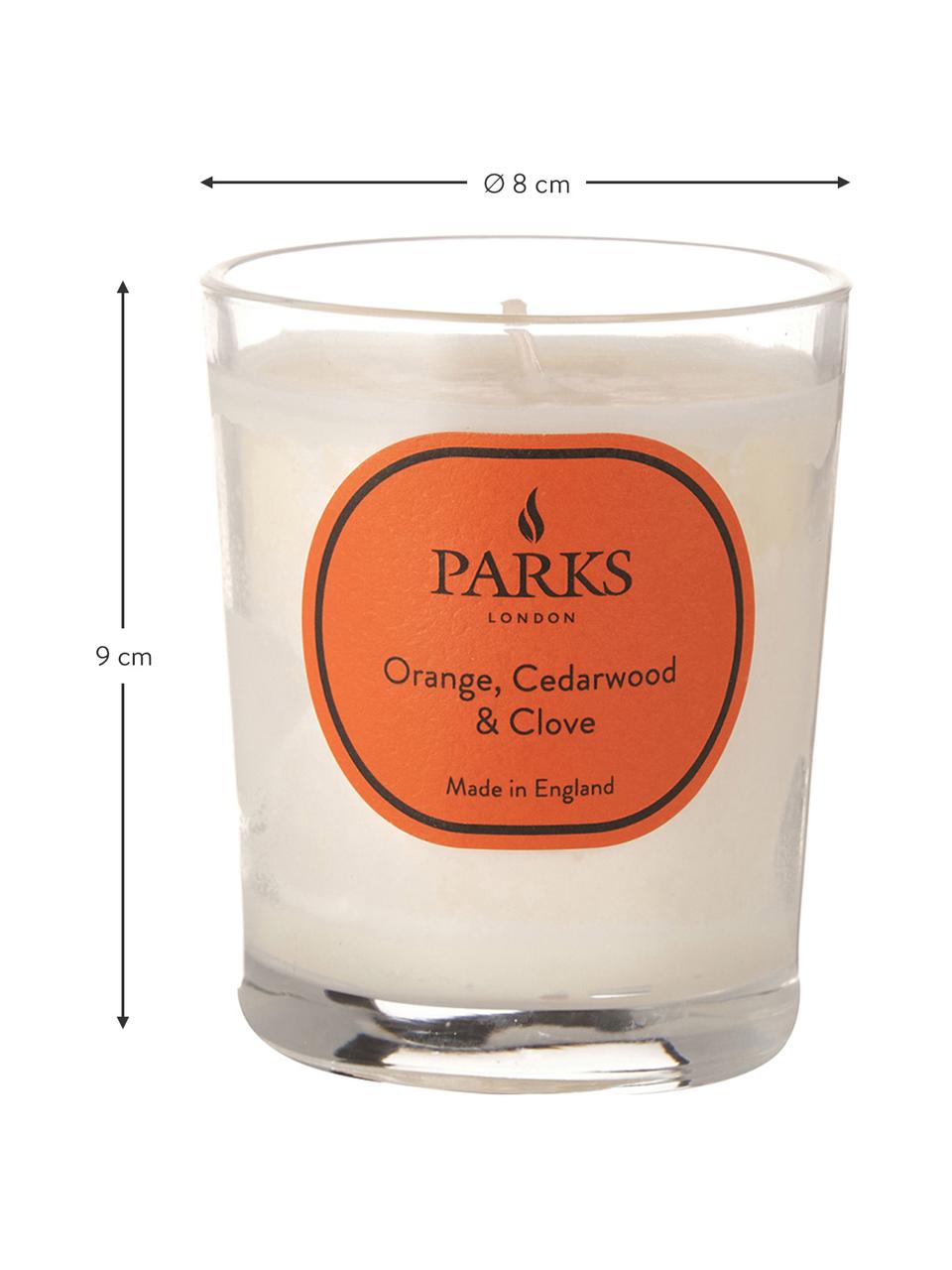 Bougie parfumée Aromatherapy (orange, bois de cèdre et clous de girofle), Transparent, blanc, orange, Ø 8 x haut. 9 cm