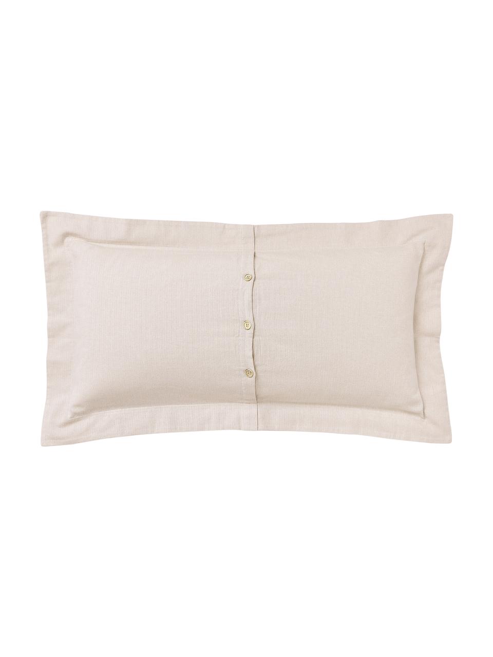Flanell-Kissenbezug Laia mit Stehsaum, Webart: Flanell Flanell ist ein k, Beige, B 40 x L 80 cm