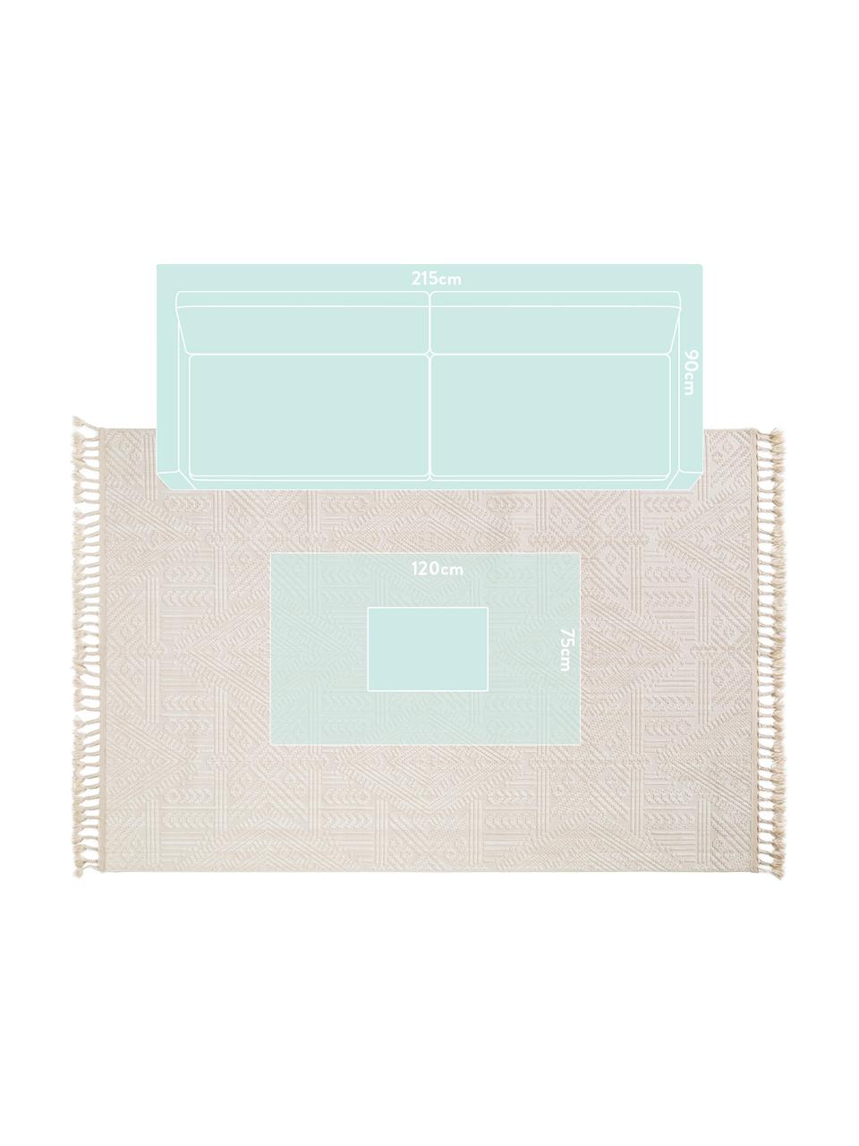 Teppich Laila Tang mit Hoch-Tief-Effekt in Creme, Flor: Polyester, Cremefarben, B 230 x L 340 cm (Größe L)