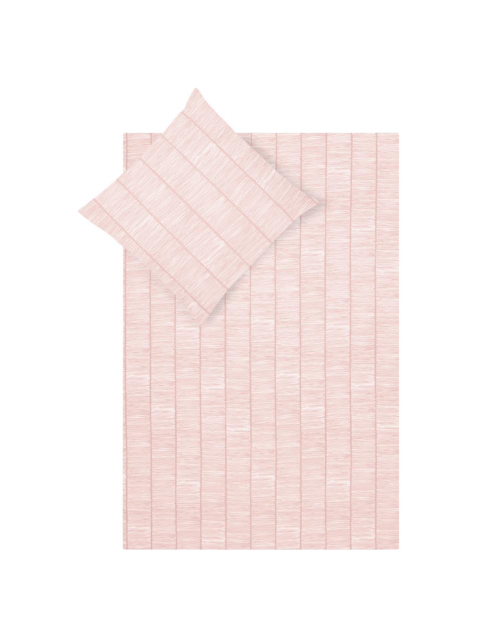 Gemusterte Baumwoll-Bettwäsche Paulina, Webart: Renforcé Fadendichte 144 , Rosa, Weiss, 240 x 220 cm + 2 Kissen 80 x 80 cm