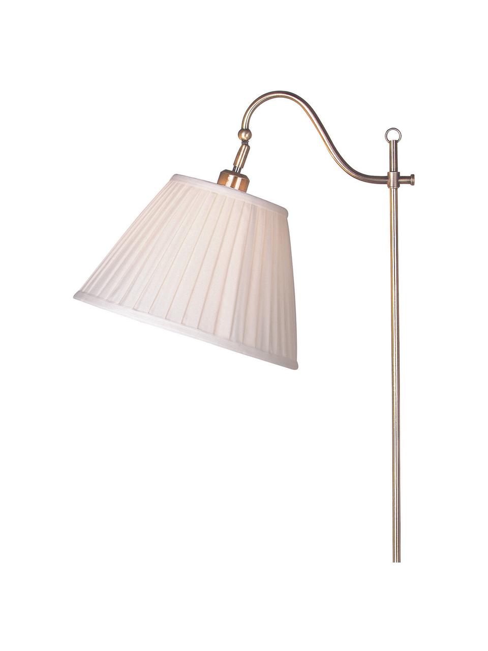 Vloerlamp Charleston met antieke afwerking, Lampenkap: textiel, Lampvoet: gecoat metaal, Beige, koperkleurig, 50 x 167 cm