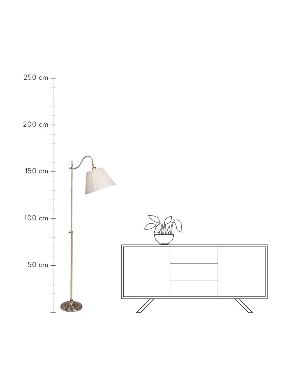 Vloerlamp Charleston met antieke afwerking, Lampenkap: textiel, Lampvoet: gecoat metaal, Beige, koperkleurig, 50 x 167 cm