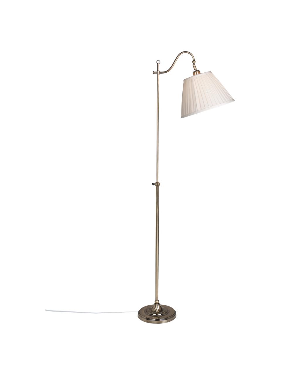 Vloerlamp Charleston met antieke afwerking, Lampenkap: textiel, Lampvoet: gecoat metaal, Beige, koperkleurig, 50 x 167 cm
