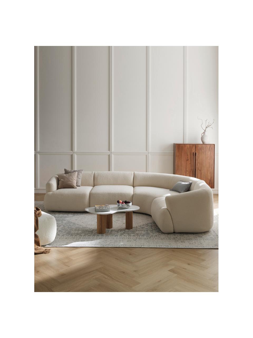 Canapé d'angle modulable 4 places Sofia, Peluche blanc cassé, larg. 318 x prof. 235 cm