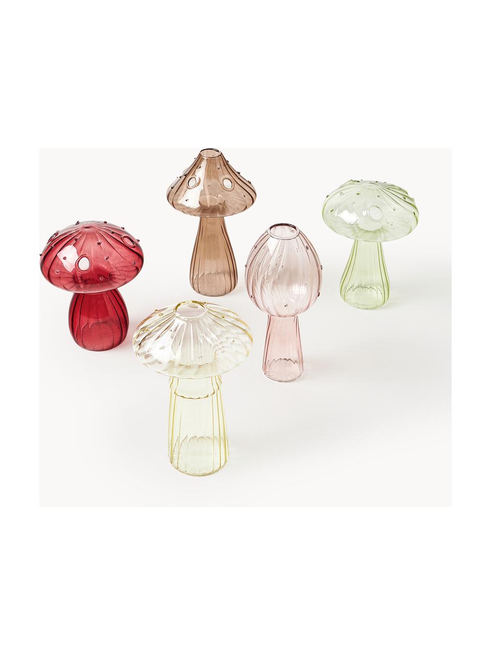 Glas-Vasen Mushroom, 5er-Set, Glas, Bunt, Set mit verschiedenen Größen