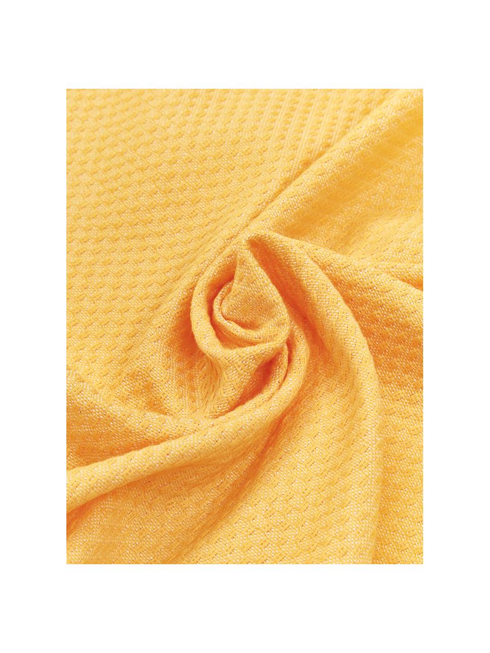 Telo fouta con frange Ibiza, 100% cotone
Qualità molto leggera, 200 g/m², Giallo zafferano, bianco, Larg. 100 x Lung. 200 cm