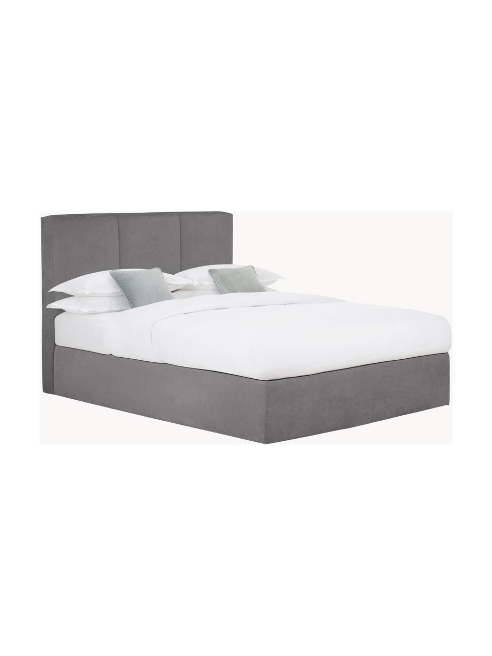 Boxspringbed Oberon, Matras: 5-zones pocketvering, Poten: kunststof Dit product is , Geweven stof antraciet, B 180 x L 200 cm, hardheidsgraad H2