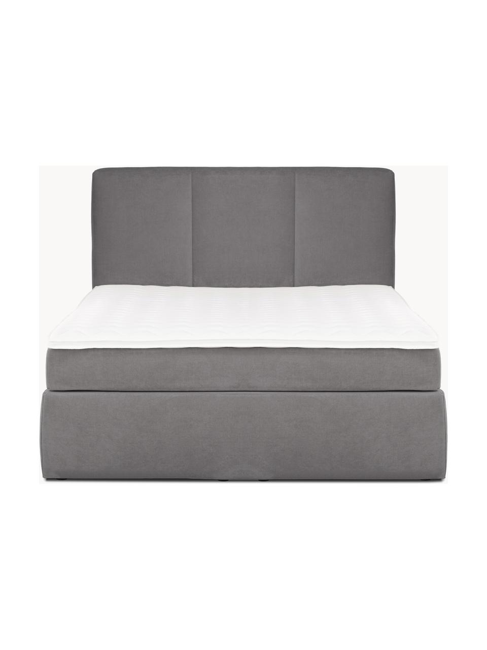 Boxspringbett Oberon, Matratze: 5-Zonen-Taschenfederkern, Füße: Kunststoff Dieses Produkt, Webstoff Anthrazit, B 180 x L 200 cm, Härtegrad H2