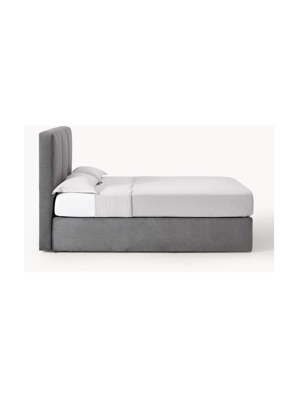 Letto boxspring Oberon, Superficie: nucleo a 5 zone di molle , Piedini: plastica Questo prodotto , Tessuto antracite, Larg. 180 x Lung. 200 cm, grado di durezza 3