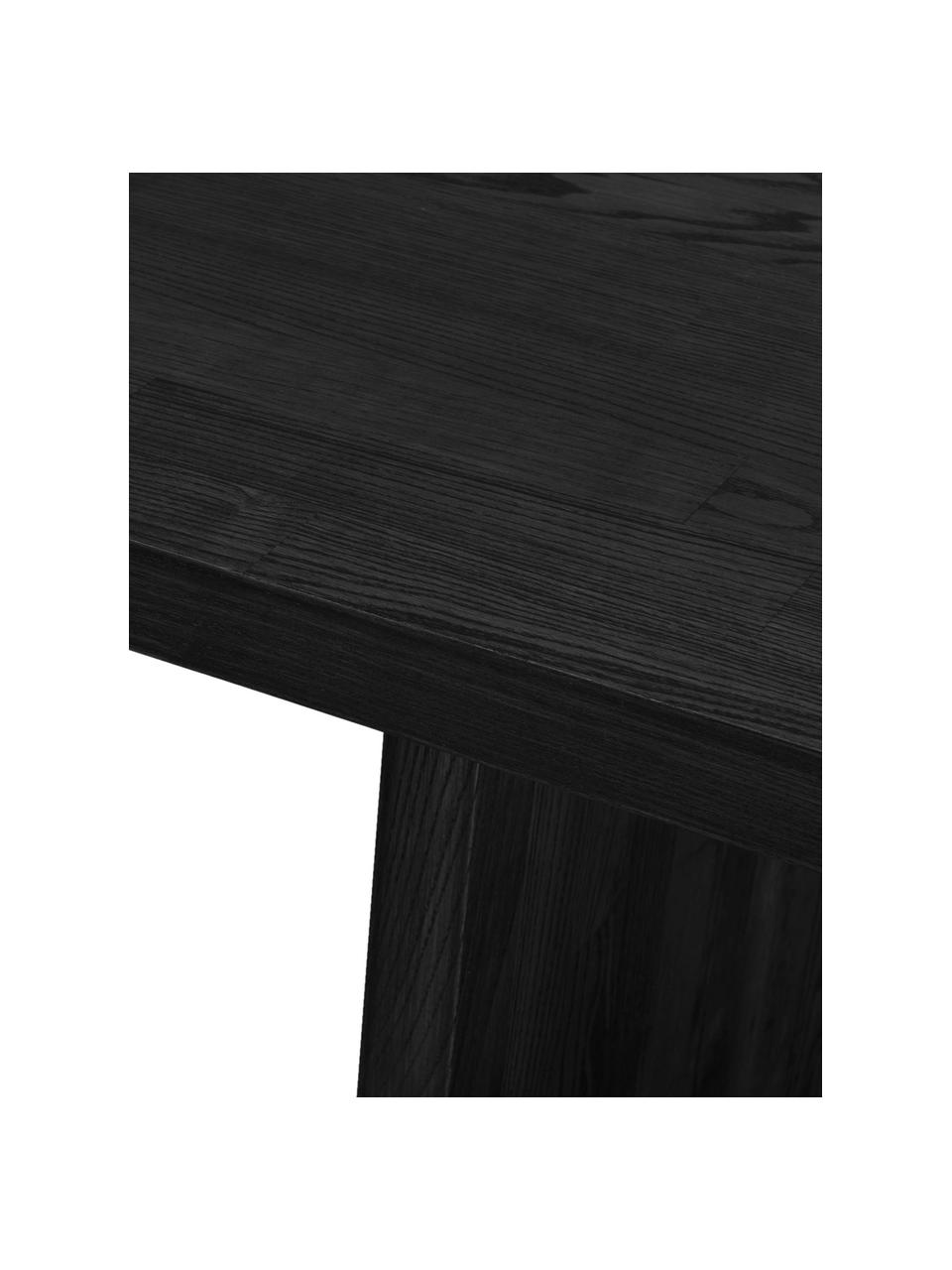 Table bois de frêne noir Emmett, 240 x 95 cm, Bois de frêne massif, laqué, certifié FSC (Forest Stewardship Council), Bois massif noir, larg. 240 x prof. 95 cm