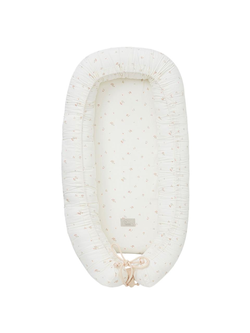 Babynest de algodón ecológico Poppies, Funda: 100% algodón ecológico co, Blanco, rosa, An 47 x L 88 cm