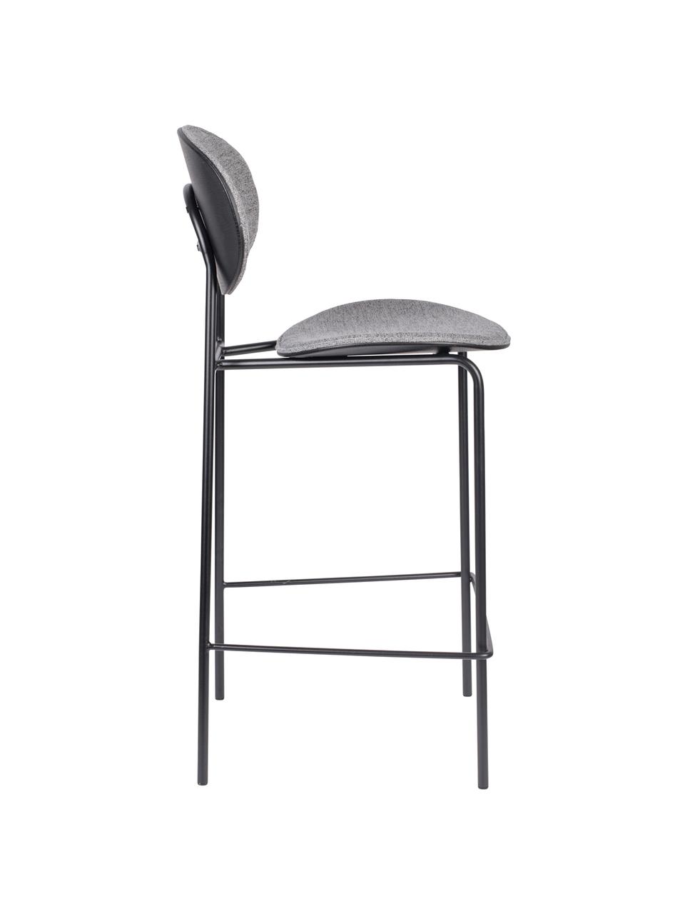 Chaise de bar grise Donny, 2 pièces, Gris, noir, larg. 39 x haut. 96 cm