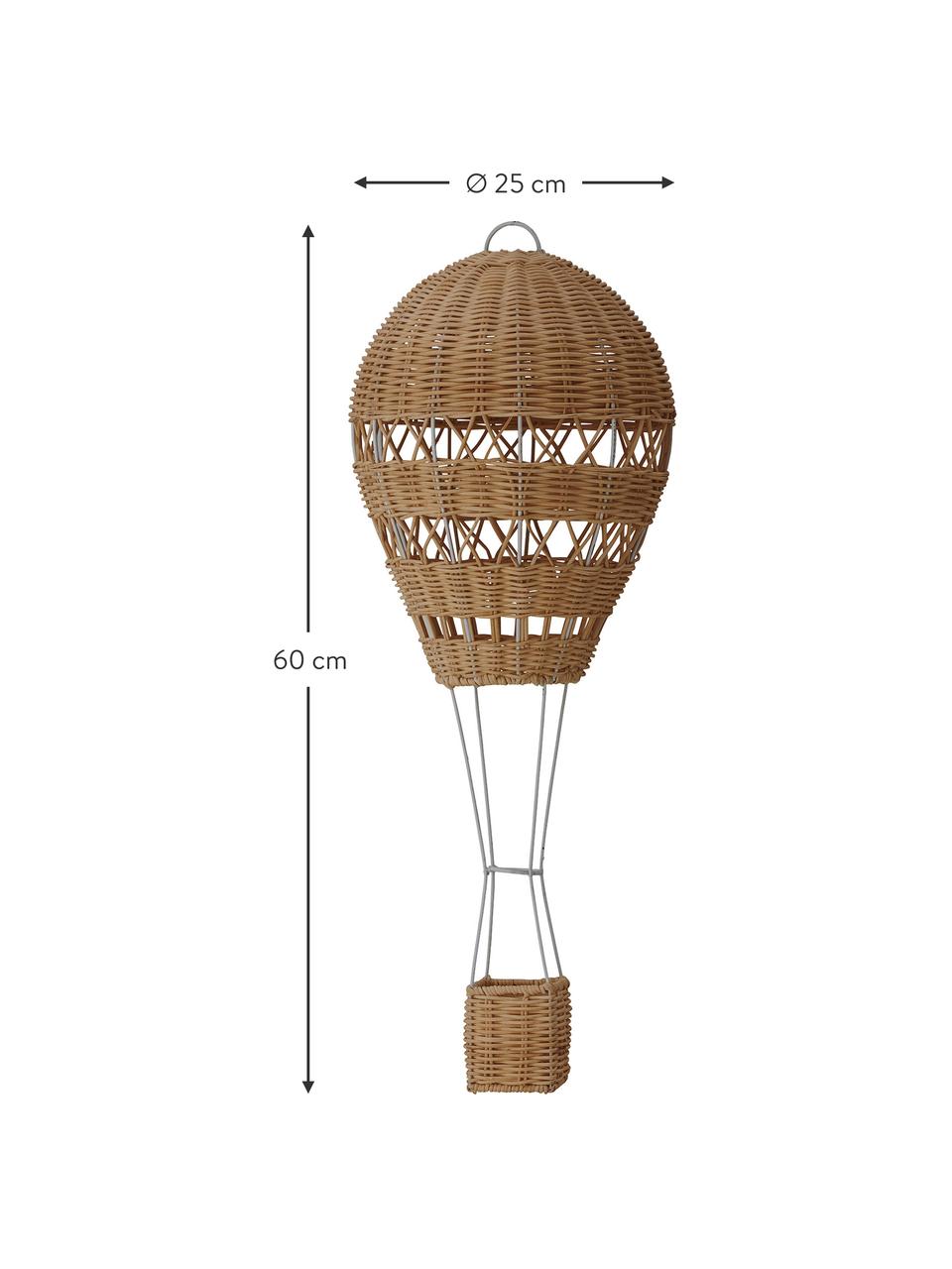 Decoración de techo artesanal globo de ratán Huggi, Ratán, Marrón claro, Ø 25 x Al 60 cm
