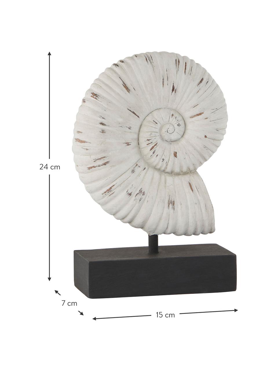 Handgefertigtes Deko-Objekt Serafina Shell, Kunststoff, Gebrochenes Weiß, Schwarz, B 15 x H 24 cm