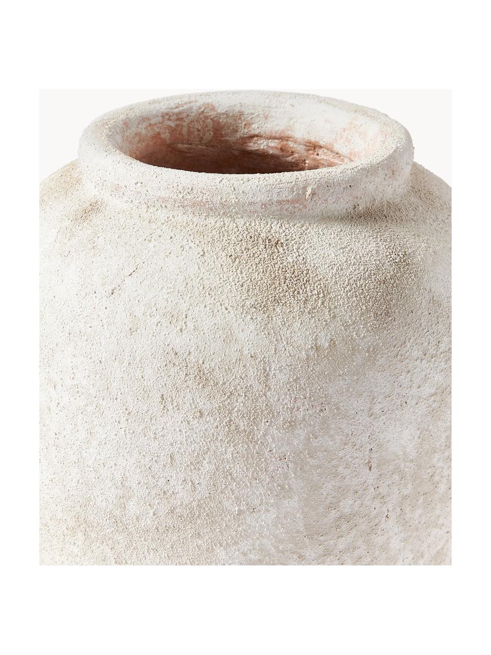 Vase Leana mit Sand-Finish, H 32 cm, Steingut, Hellbeige, Ø 26 x H 32 cm