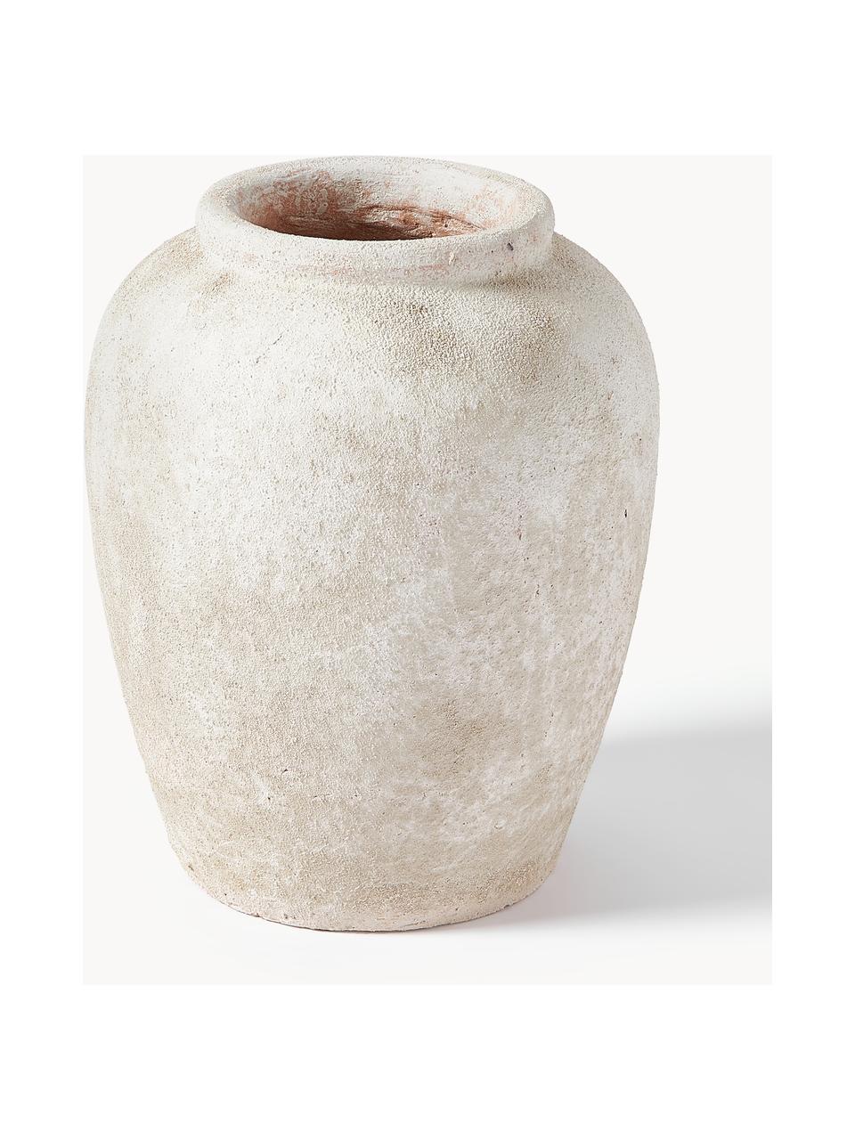 Vase Leana mit Sand-Finish, H 32 cm, Steingut, Hellbeige, Ø 26 x H 32 cm