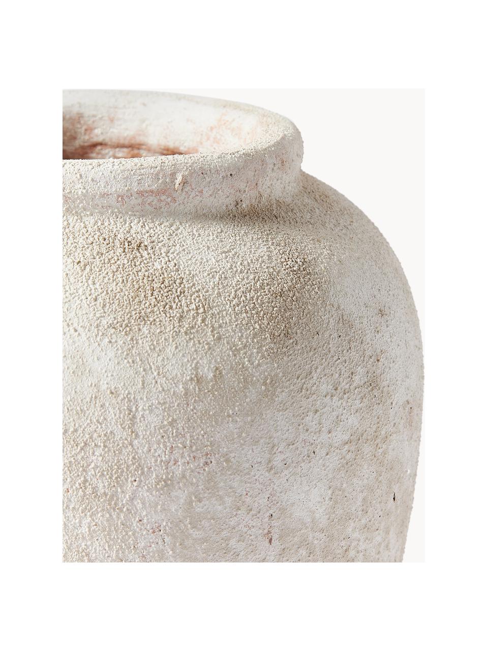 Vase Leana mit Sand-Finish, H 32 cm, Steingut, Hellbeige, Ø 26 x H 32 cm