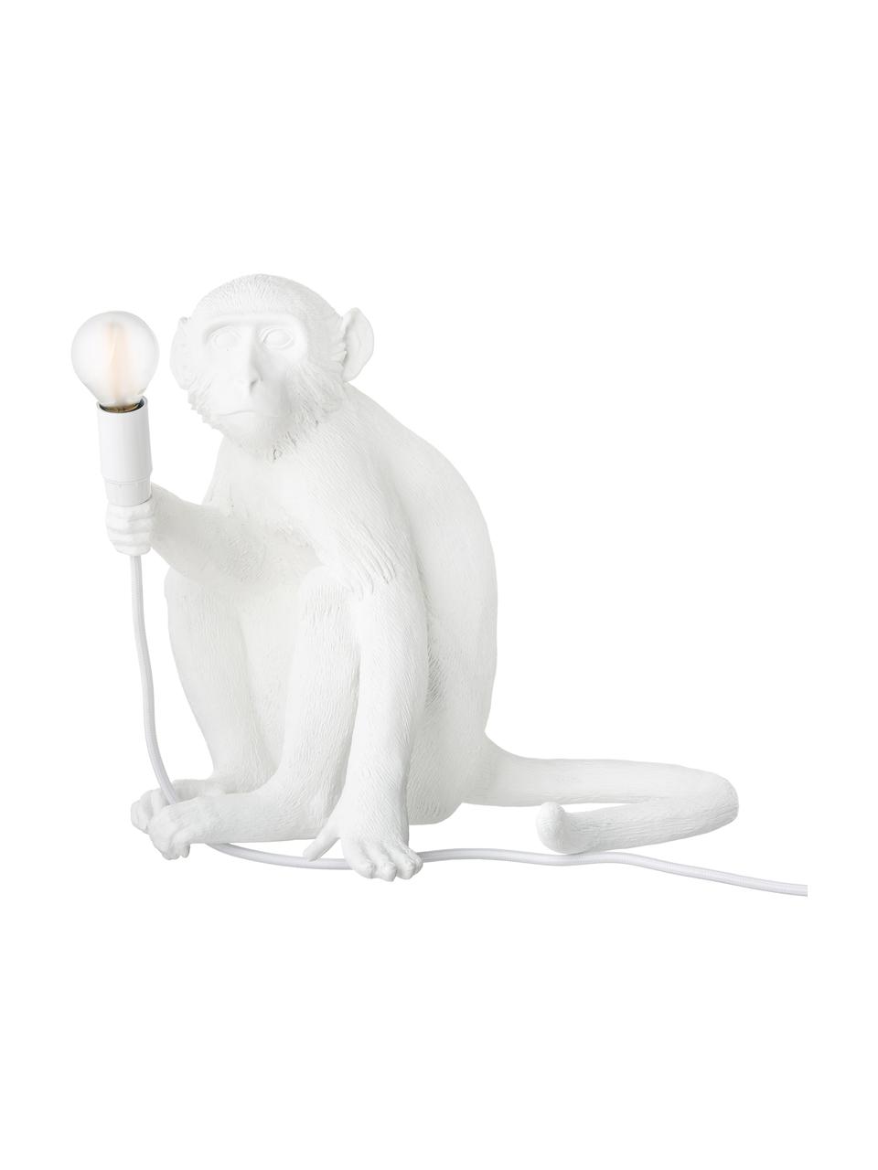 Design outdoor LED tafellamp Monkey met stekker, Lamp: kunsthars, Wit, B 34 x H 32 cm