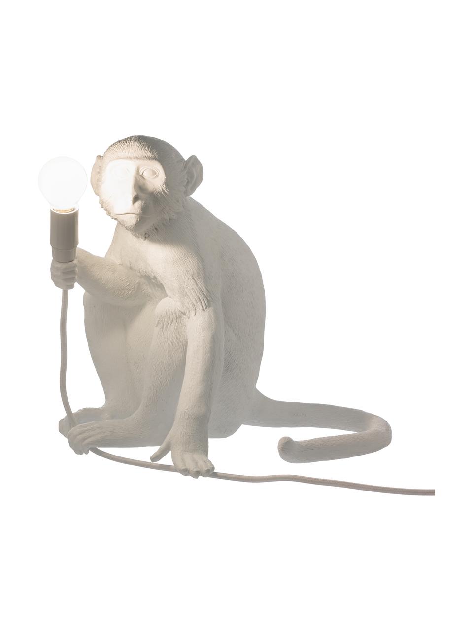 Zewnętrzna lampa stołowa z wtyczką Monkey, Biały, S 34 x W 32 cm