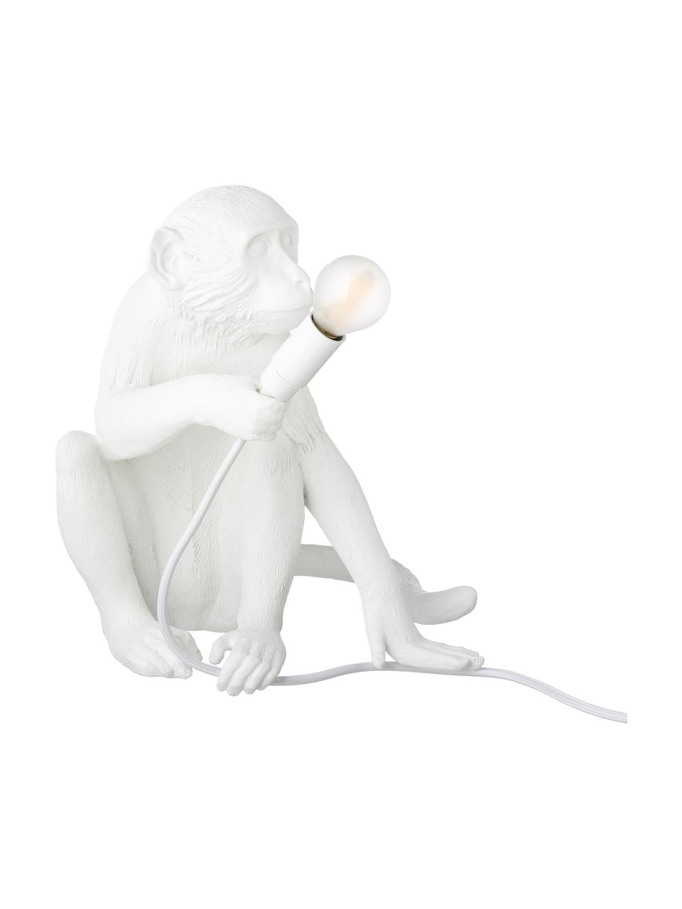 Design outdoor LED tafellamp Monkey met stekker, Lamp: kunsthars, Wit, B 34 x H 32 cm