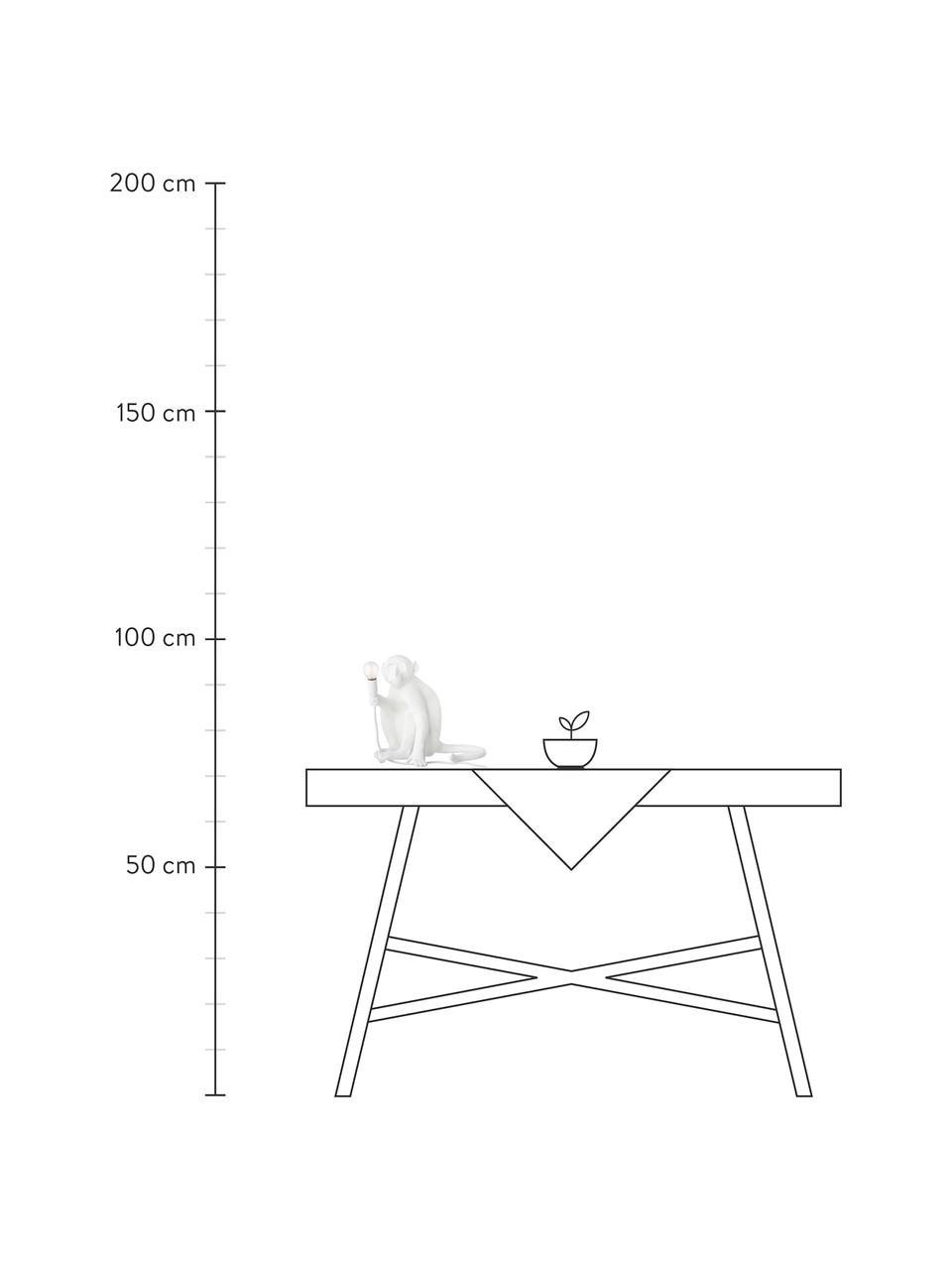 Designová venkovní stolní lampa se zástrčkou Monkey, Bílá, Š 34 cm, V 32 cm