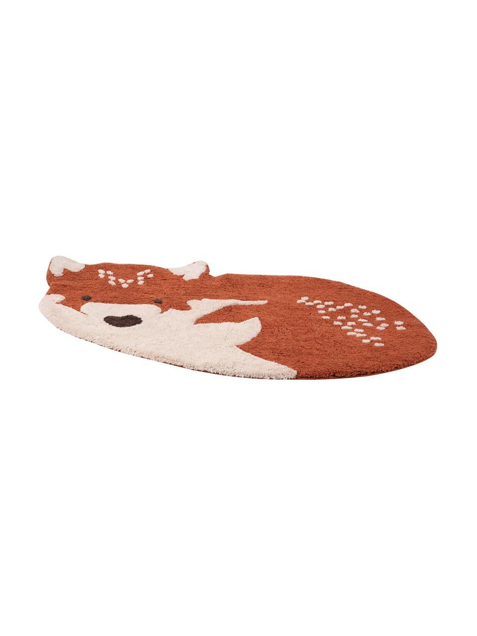 Tappeto piccolo Wolf, Cotone, Rosso, beige, Larg. 110 x Lung. 70 cm
