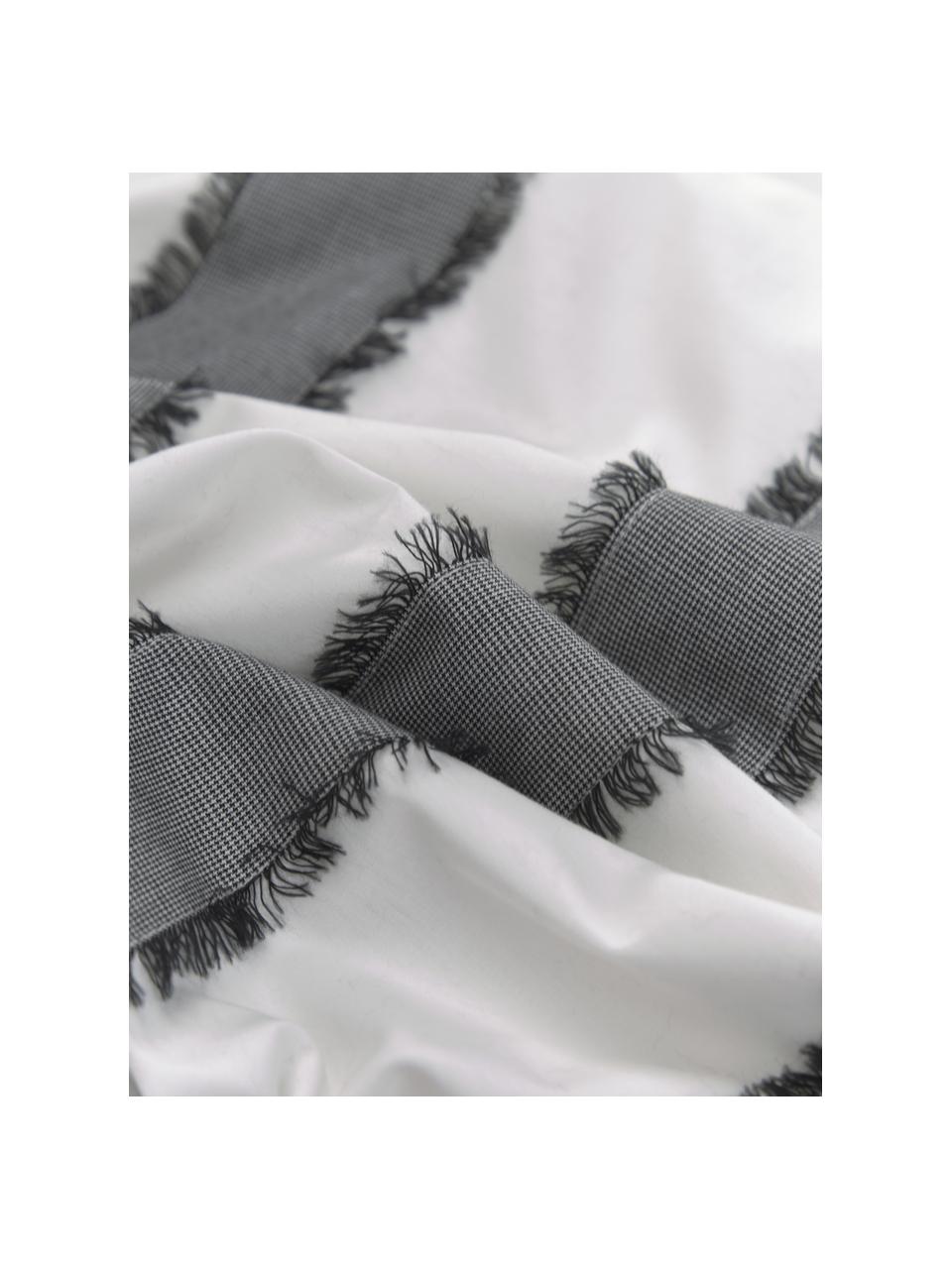 Obliečka na vankúš z bavlneného perkálu so strapcami Raja, 2 ks, Biela, tmavosivá, Š 40 x D 80 cm