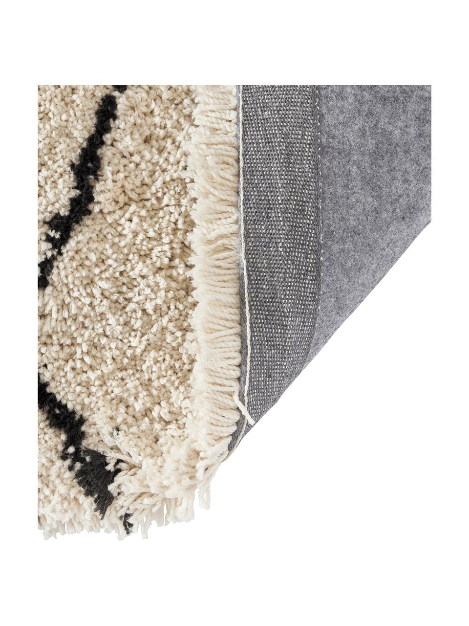 Tapis à poils longs tufté main Naima, Beige, noir, larg. 400 x long. 500 cm