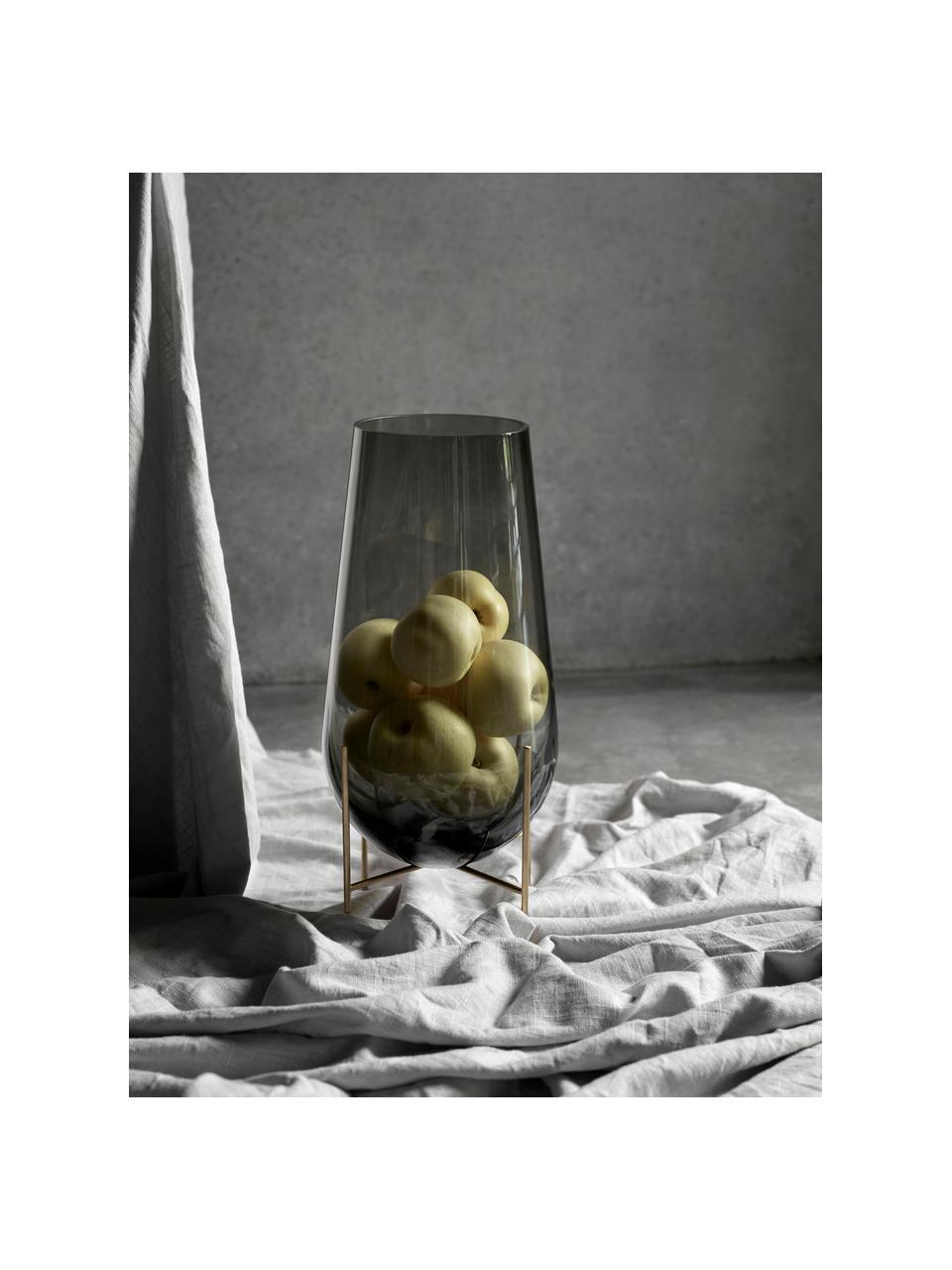 Ručně foukaná podlahová váza Échasse, Světle šedá, transparentní, Š 15 cm, V 28 cm