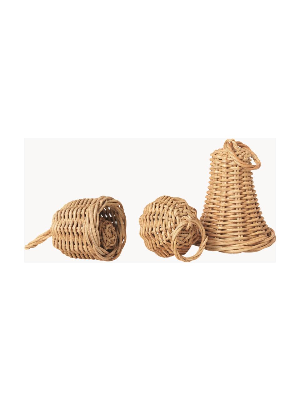 Baumanhänger Bell aus Rattan, 3er-Set, Rattan, Hellbraun, Set mit verschiedenen Grössen