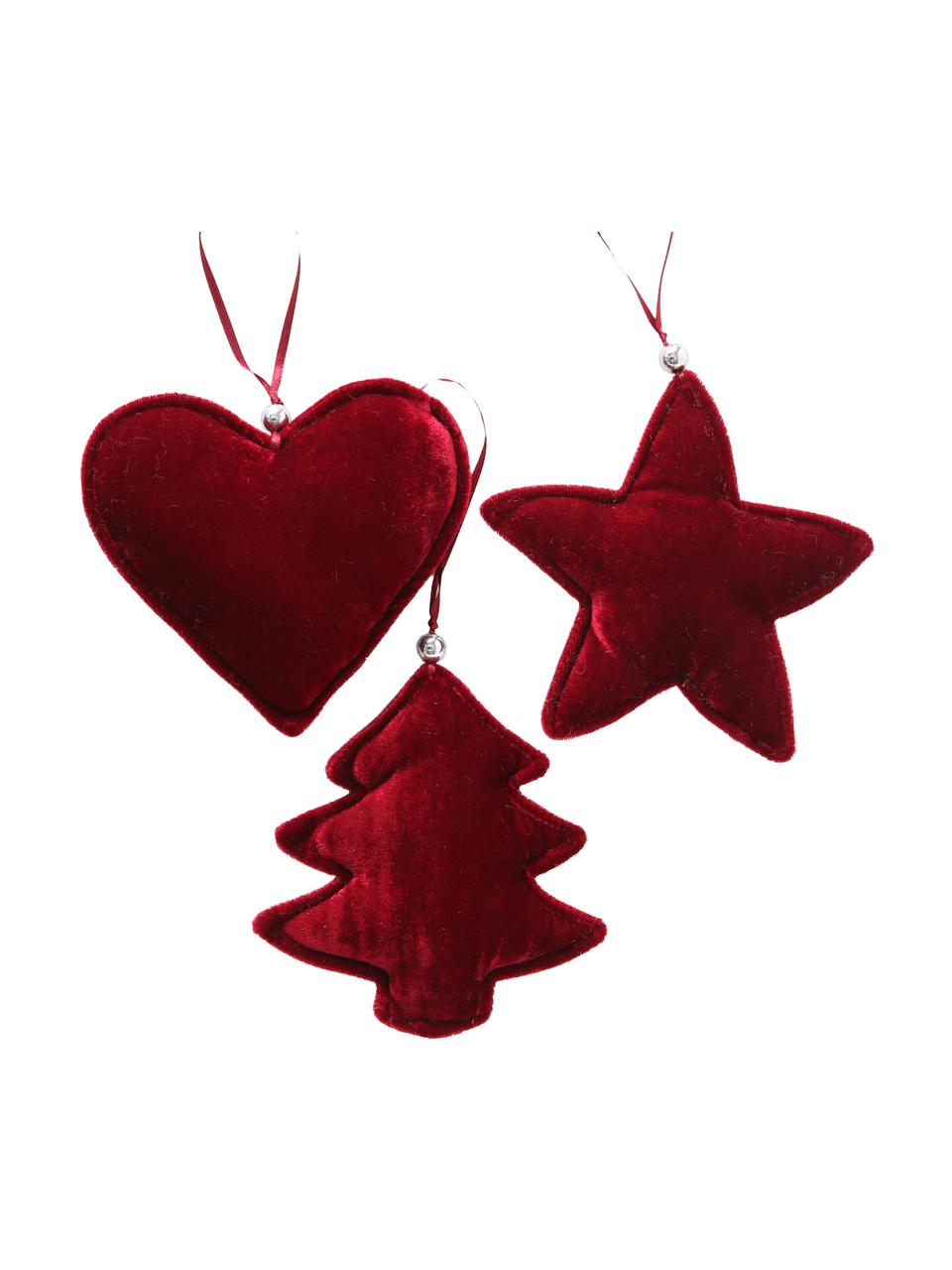 Set de adornos navideños Vivet, 3 pzas., Rojo, An 15 x Al 15 cm