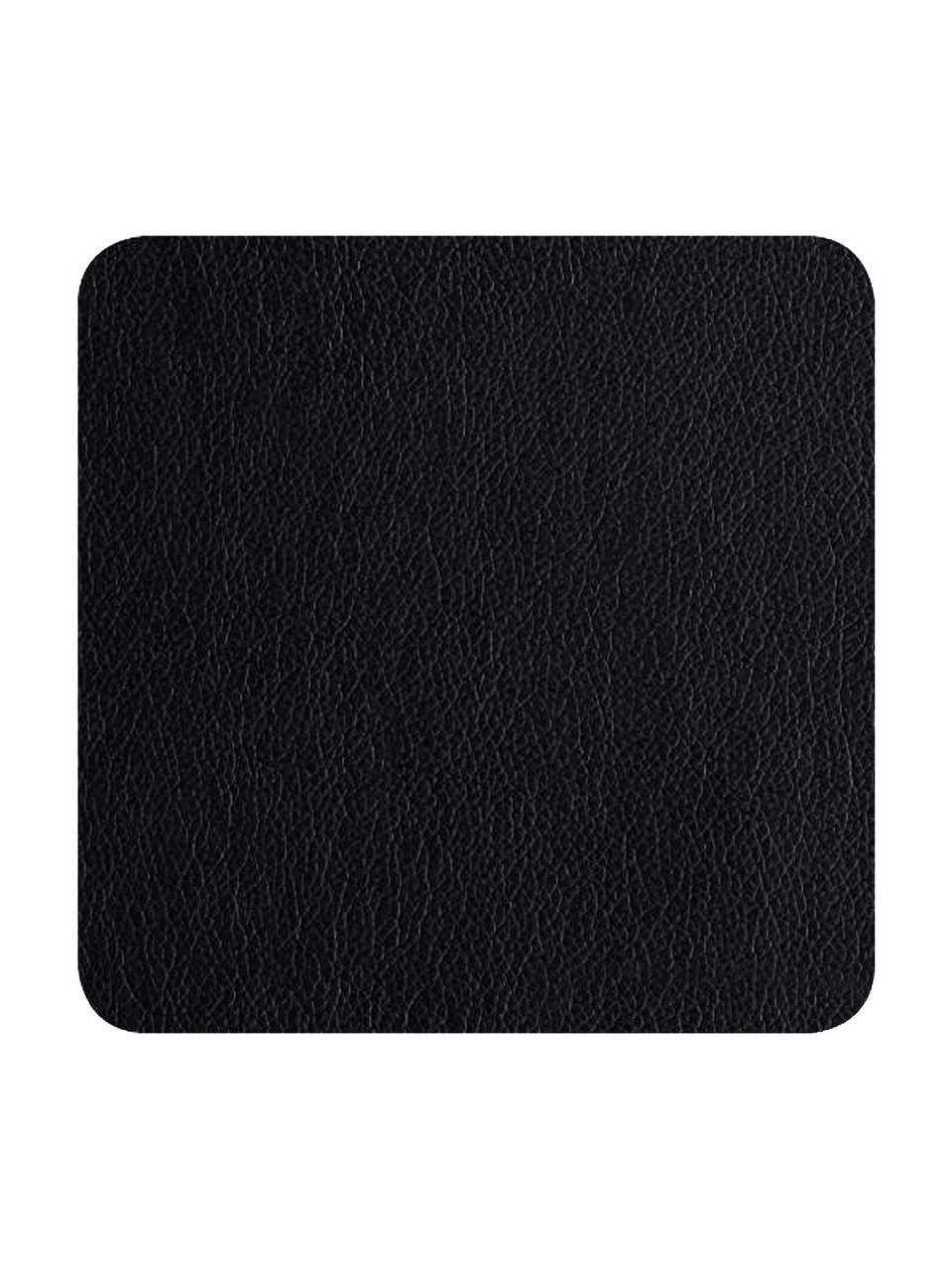 Hoekige kunstleer onderzetter Pik, 4 stuks, Kunstleer (PVC), Zwart, B 10 x L 10 cm