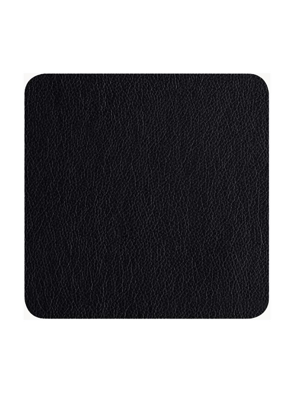 Hranaté podložky z umelej kože Pik, 4 ks, Umelá koža (PVC), Matná čierna, Š 10 x D 10 cm